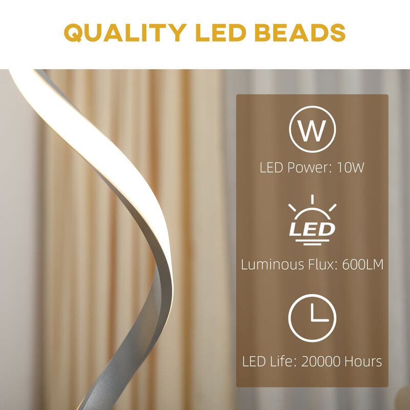 Silver Living Room Lighting: Set of 2 LED Spiral Floor Lamps