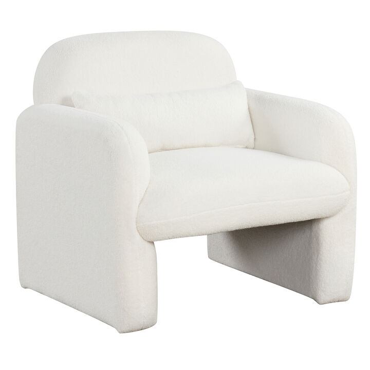 Living Room Accent Chair with Waist Pillow and Armrests – Modern Upholstered Side Chair