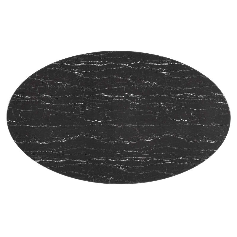 Modway - Lippa 78" Oval Artificial Marble Dining Table Black Black