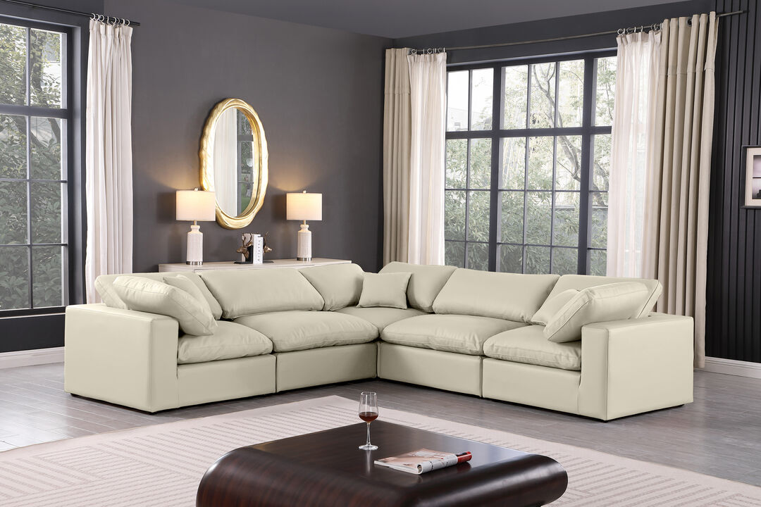 Meridian Furniture Comfy Cream Vegan Leather Modular Sectional