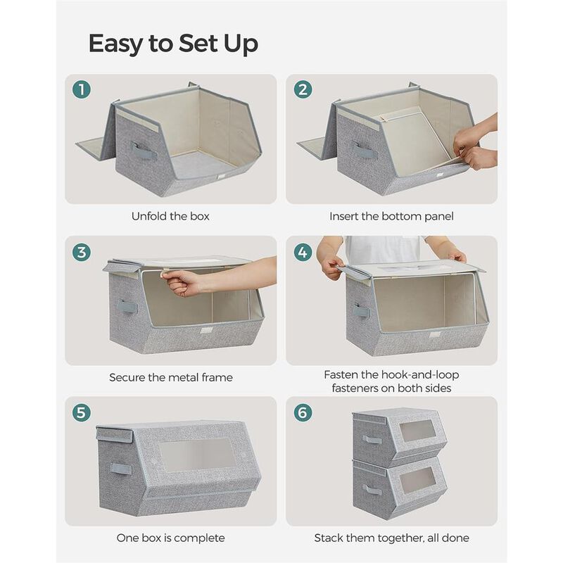 Stackable Storage Boxes – Set of 2 Convenient Organizers for Any Space