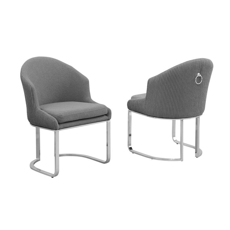 Best Quality Furniture Gray With Silver Side Chairs. Set Of Two