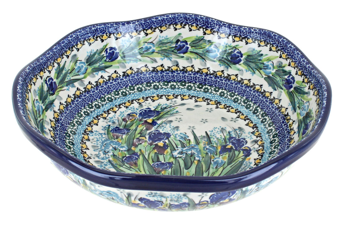 Blue Rose Polish Pottery Hummingbird Large Scallop Bowl