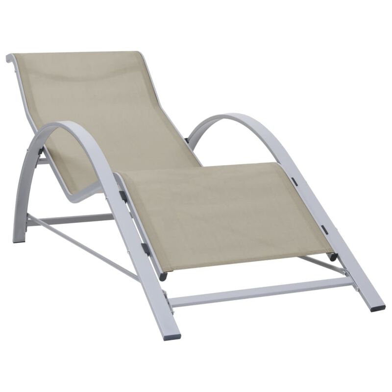 vidaXL Patio Sunlounger - Comfortable, Weather-Resistant, Cream Color Textilene with Aluminum and Steel Frame, Ergonomic Design, Perfect for Garden, Beach, and Poolside Lounging