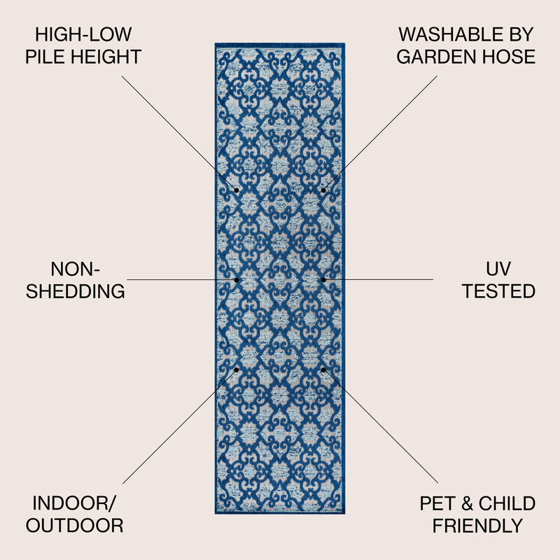 Gallia Tile Trellis High-Low Indoor/Outdoor Area Rug