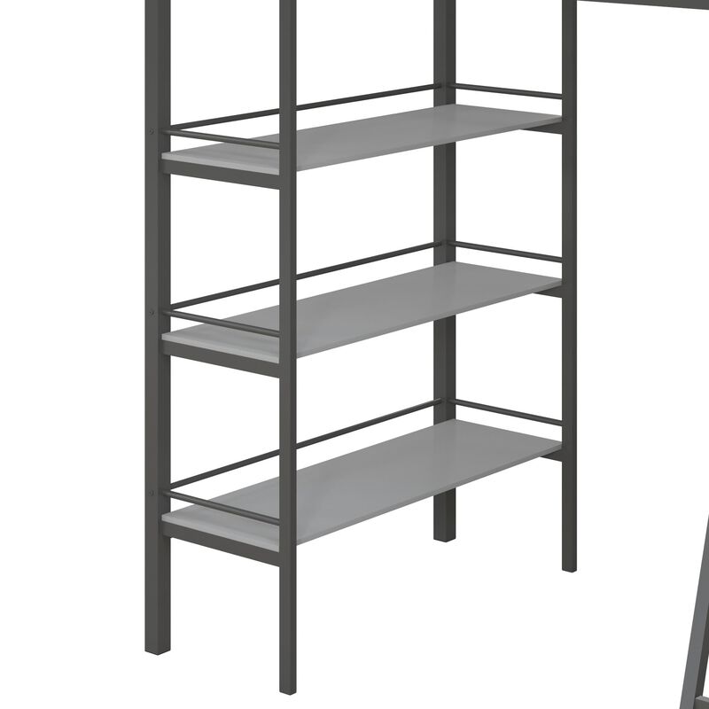 Nova Metal Loft Bed with Shelves