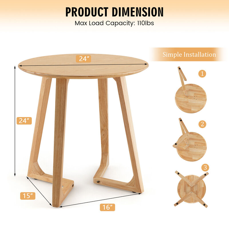 24 Inch Round End Table with Adjustable Foot Pads