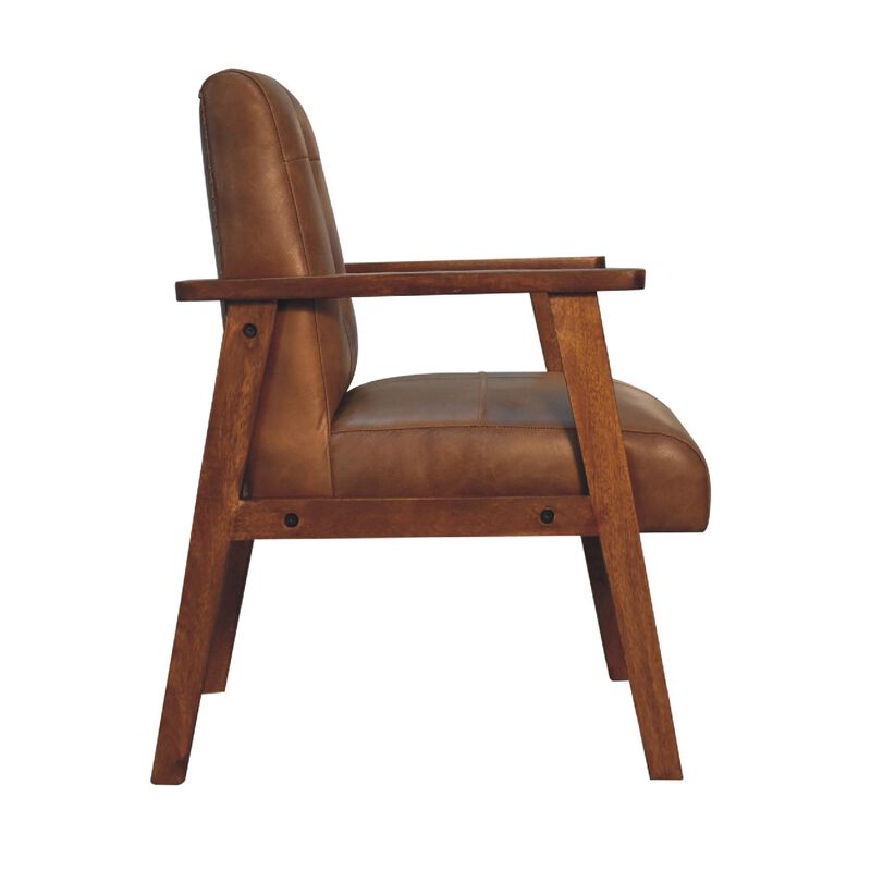 Artisan Furniture Brown Buffalo Leather ChairChestnut Solid Wood