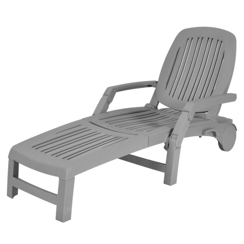 Hivvago Adjustable Patio Sun Lounger with Weather Resistant Wheels