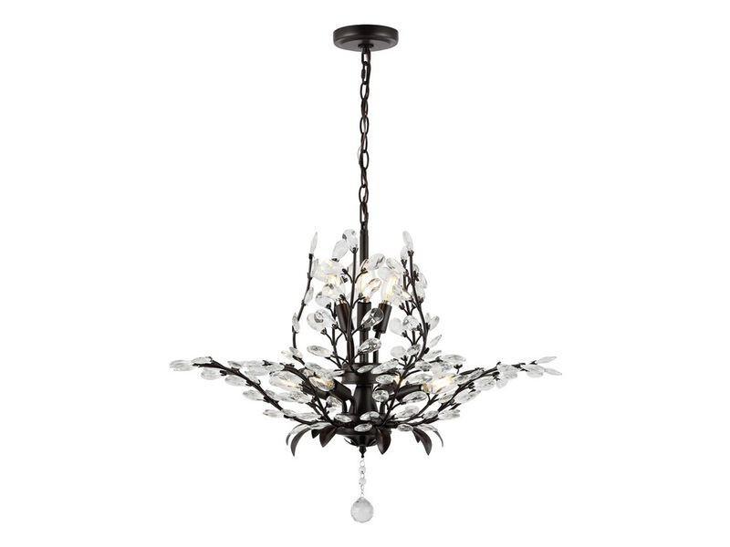 Diantha 28.5" 7-Light Contemporary Bohemian Iron/Acrylic LED Pendant, Oil Rubbed Bronze/Clear