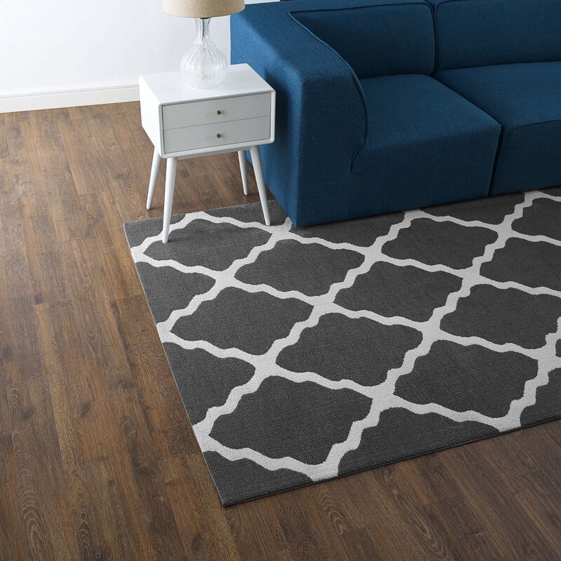 Marja Moroccan Trellis 5x8 Area Rug - Charcoal and Ivory