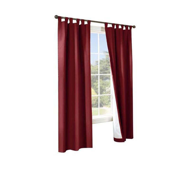 Commonwealth Thermalogic Weather Cotton Fabric Tab Panels Pair - 80x63" - Burgundy