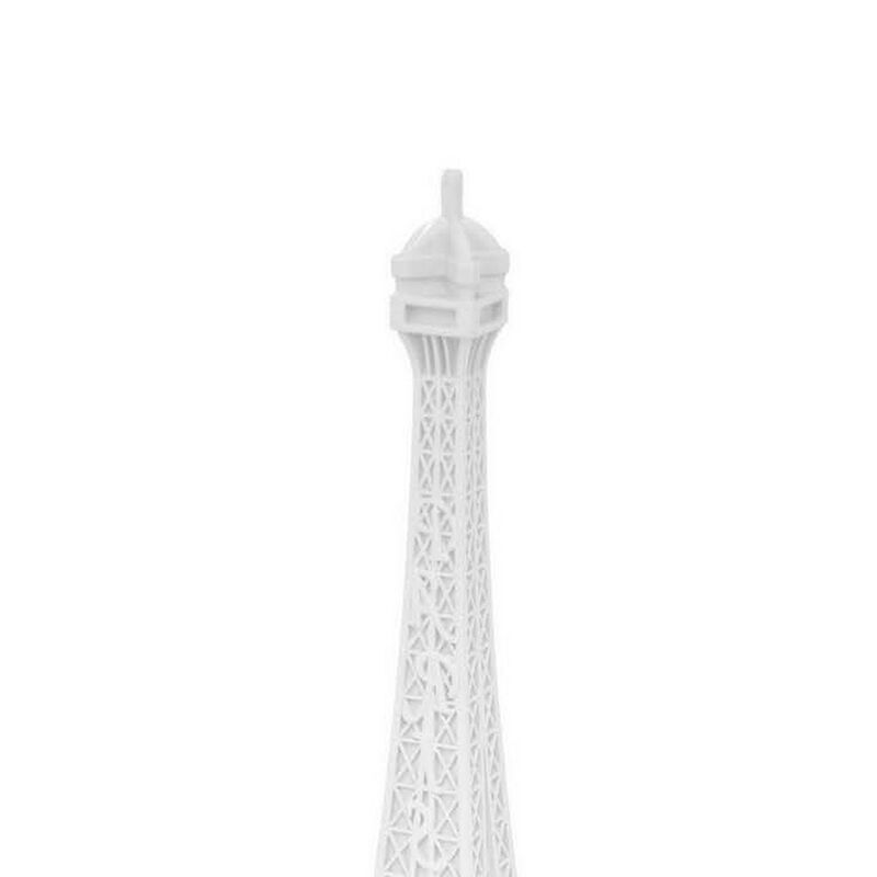 15 Inch Eiffel Towers Accent Decor, Resin, Modern Style Sculpture, White - Benzara