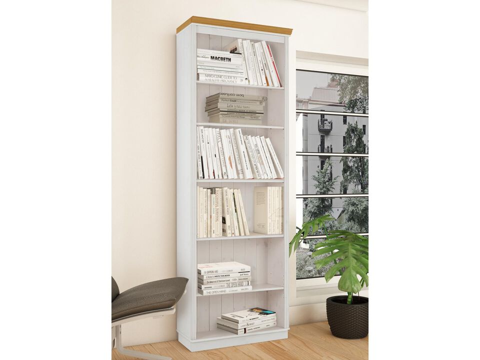 Anita Solid Wood 6 Shelf Open Bookcase