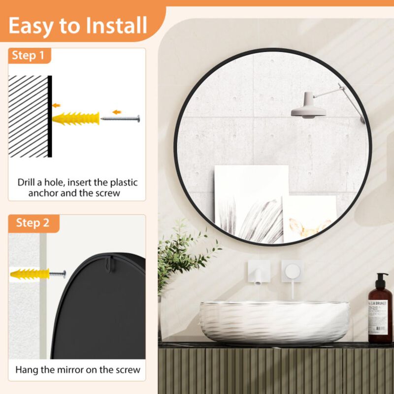 Hivvago 24" Black Circle Bathroom Mirror with Explosion-proof Film