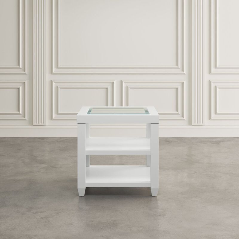 Jofran Urban Icon Contemporary Glass Inlay End Table with Storage