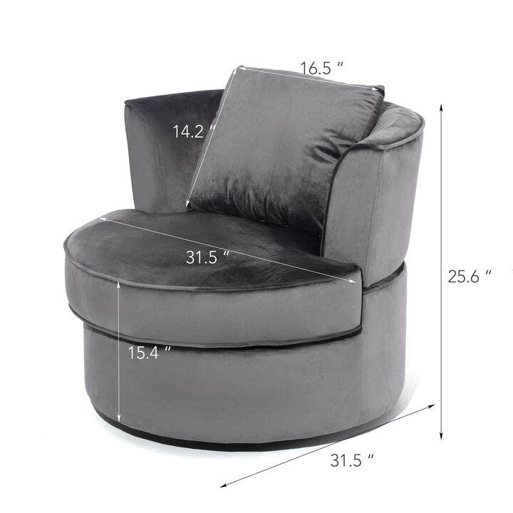 Single Sofa Chair Mid Century Modern Accent Chair 360°Rotating Sofa Chair for Living Room Bedroom Gray