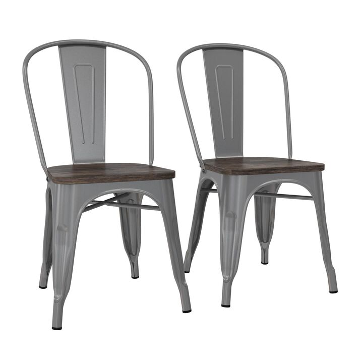 Zeno Metal Dining Chair with Wood seat