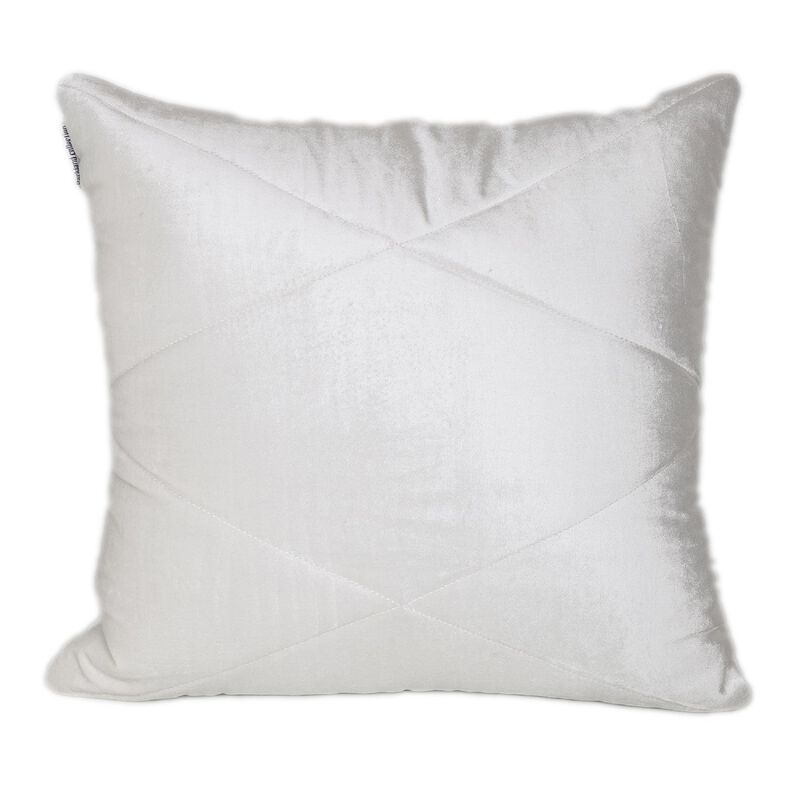 20" White Transitional Quilted  Throw Pillow