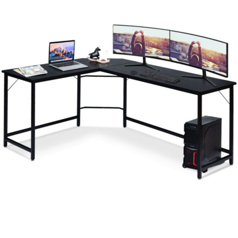L-Shaped Corner Computer Desk with CPU Stand and Spacious Surface