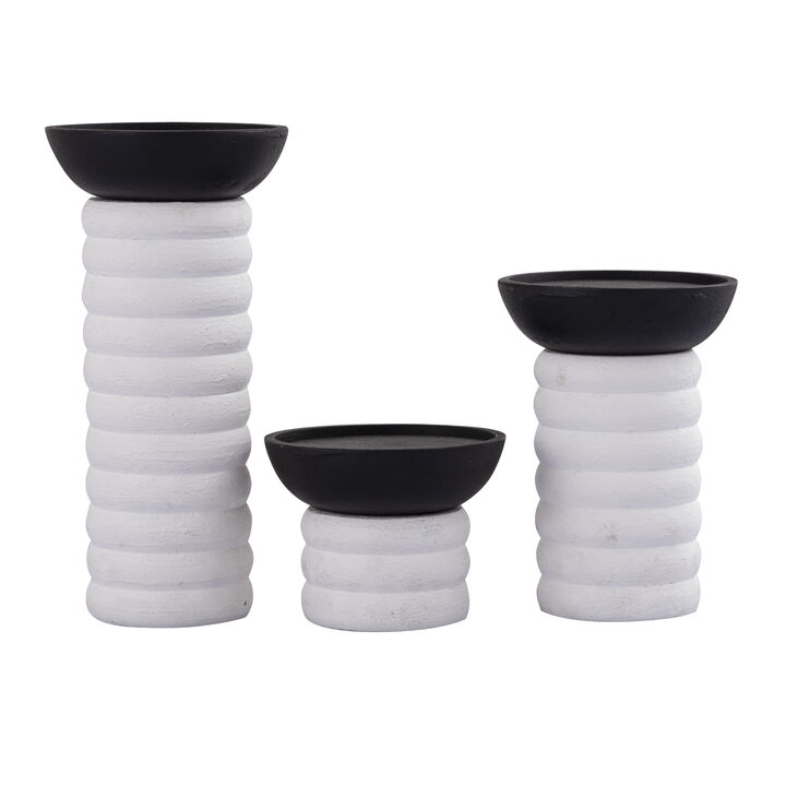 Black & White Candle Holder Set