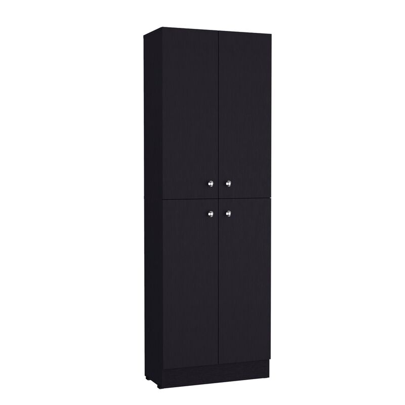 Lynch Kitchen Pantry 71" H, 4 Doors, 5 Adjustable Shelves, Laundry, Black , Kitchen