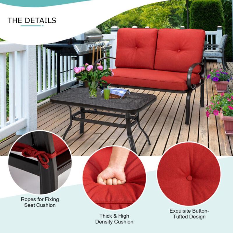 Hivvago 2 Pieces Patio Outdoor Cushioned Coffee Table Seat