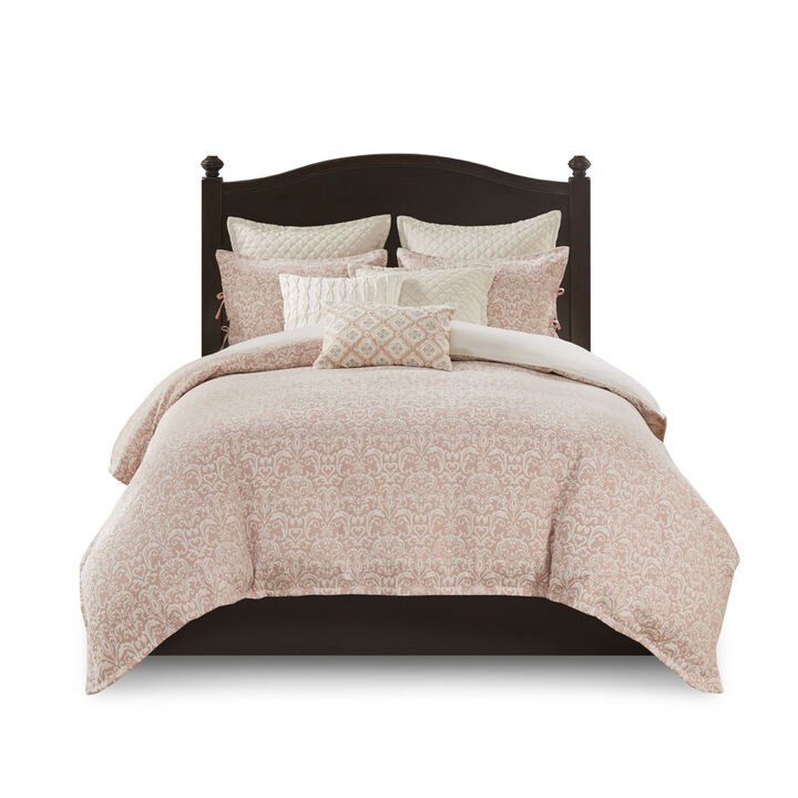 Gracie Mills Stephens 9-Peice Damask Heavyweight Chenille Jacquard Comforter Set