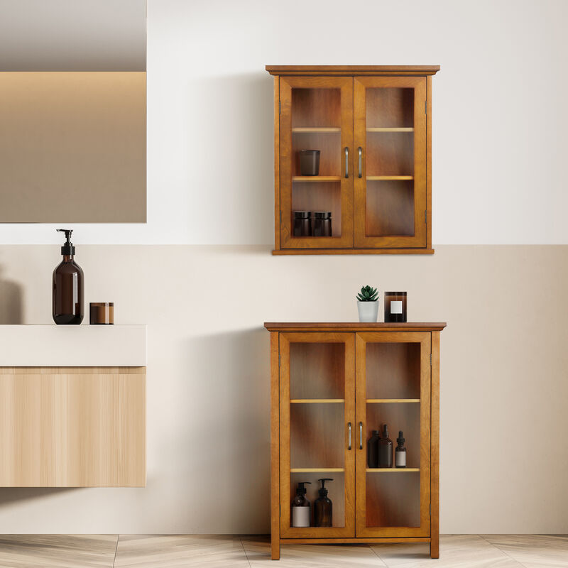 Teamson Home Avery Floor Cabinet with 2 Doors - Wood veneer with Oil Oak finish