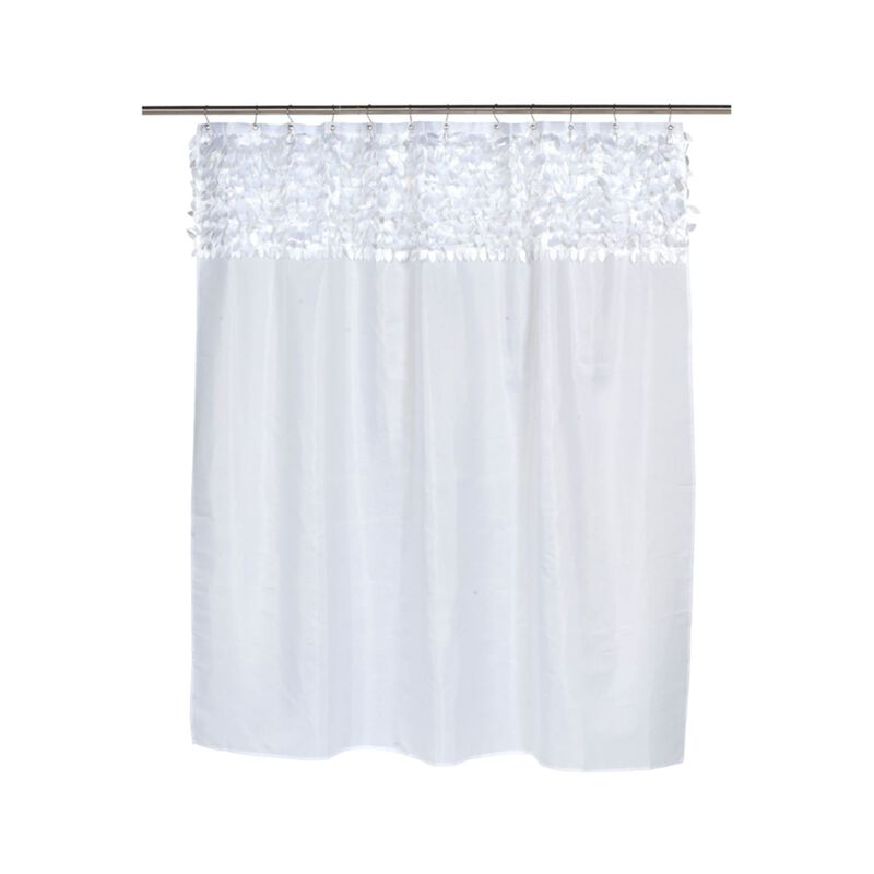 Carnation Home Fashions "Jasmine" Fabric Shower Curtain - White 70x72"