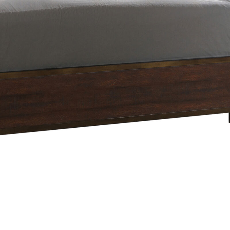 Transitional Style Eastern King Size Panel Bed with Low Footboard, Brown-Benzara