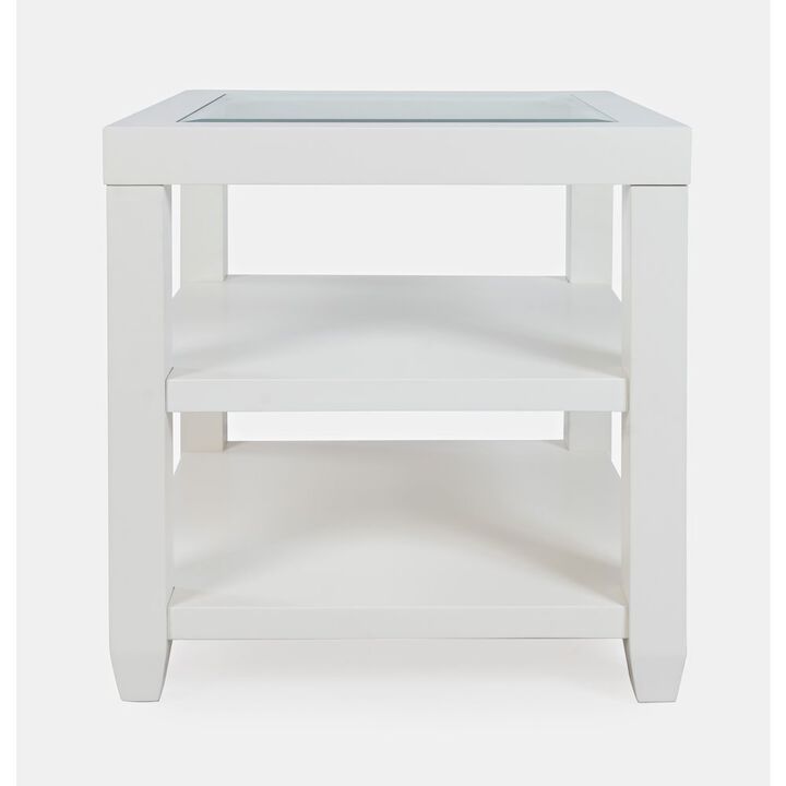 Jofran Urban Icon Contemporary Glass Inlay End Table with Storage