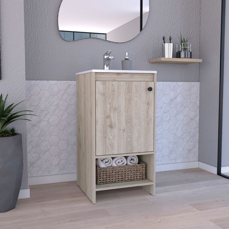 DEPOT E-SHOP Braavos Bathroom Vanity, Sink, Two Shelves, Single Door Cabinet