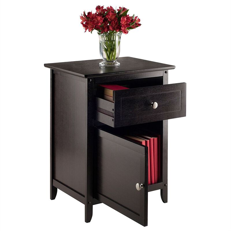 Hivvago Espresso Wood End Table Nightstand Accent Table