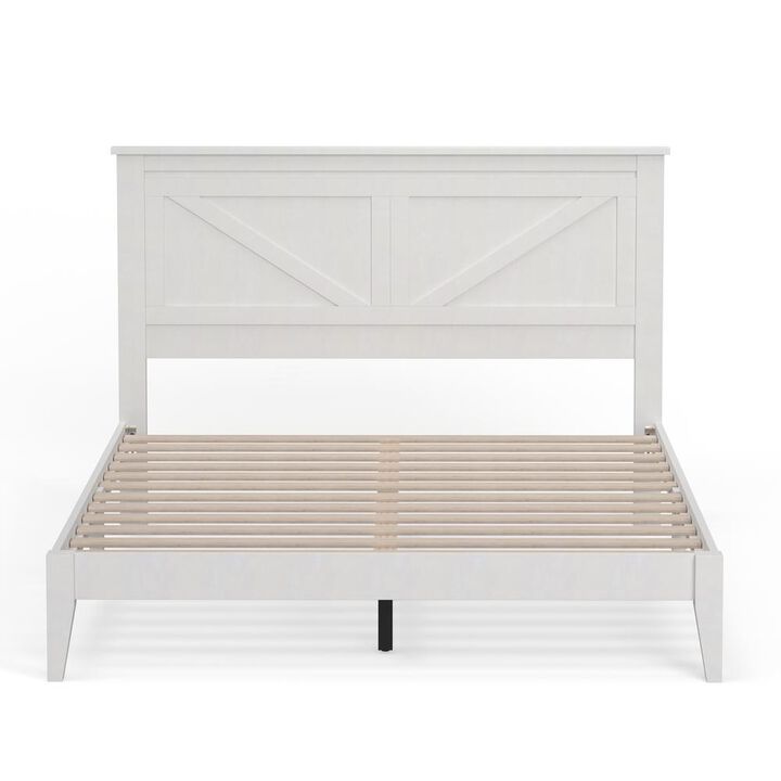 Glenwillow Home Farmhouse Wood Platform Bed in Queen - White