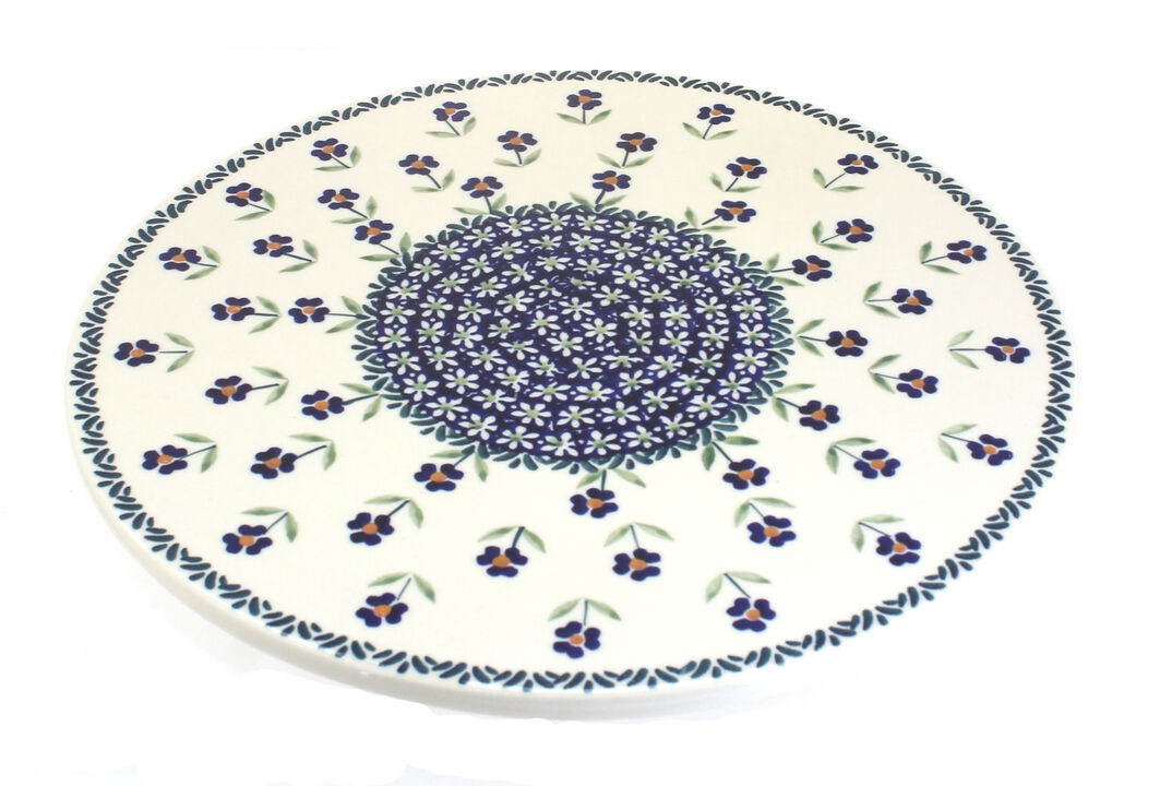 Blue Rose Polish Pottery Garden Bouquet Round Cutting Board