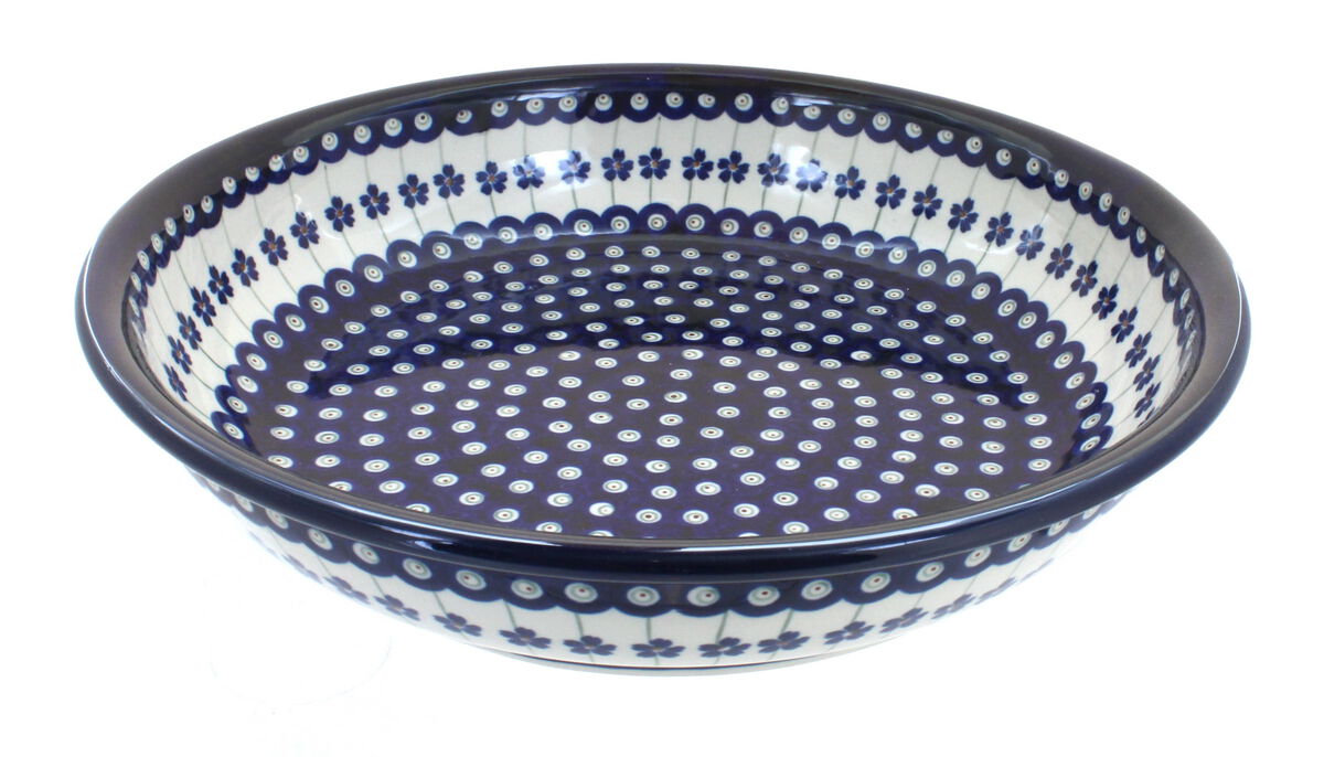 Blue Rose Polish Pottery Sweet Annie Large Shallow Serving Bowl