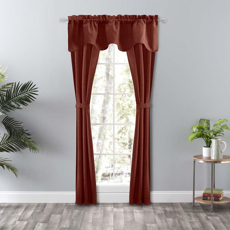 Ellis Curtain Lisa Solid Color Poly 3" Rod Pocket Cotton Duck Fabric Tailored Panel Pair with Ties