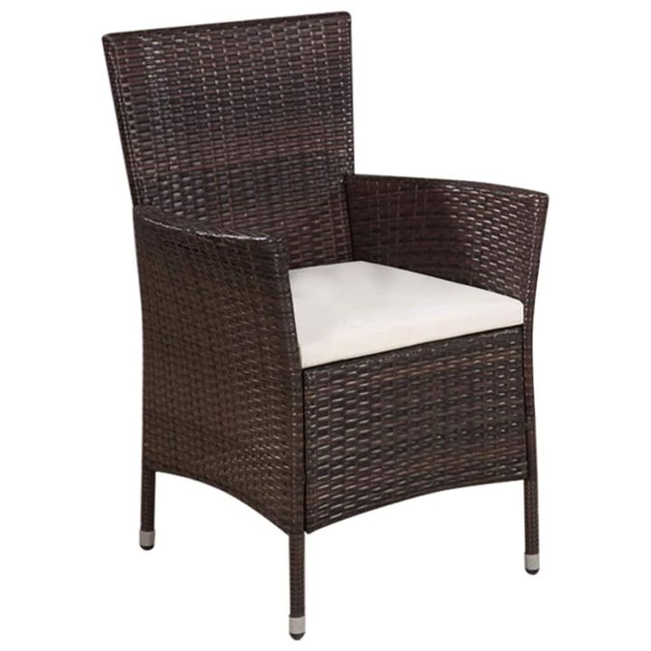 vidaXL 3 Piece Bistro Set Poly Rattan Brown