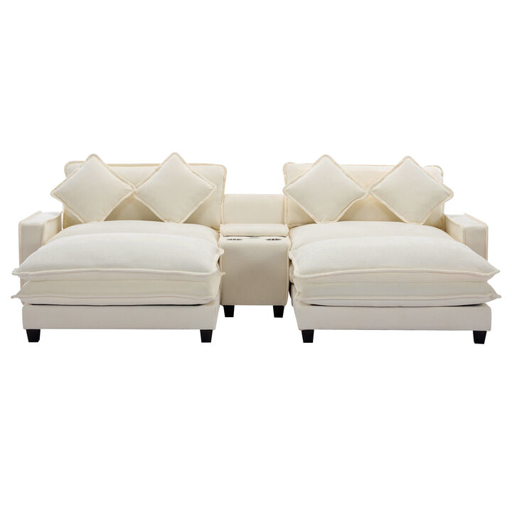 Merax  Chenille Upholstered Sofa with Removable Ottoman