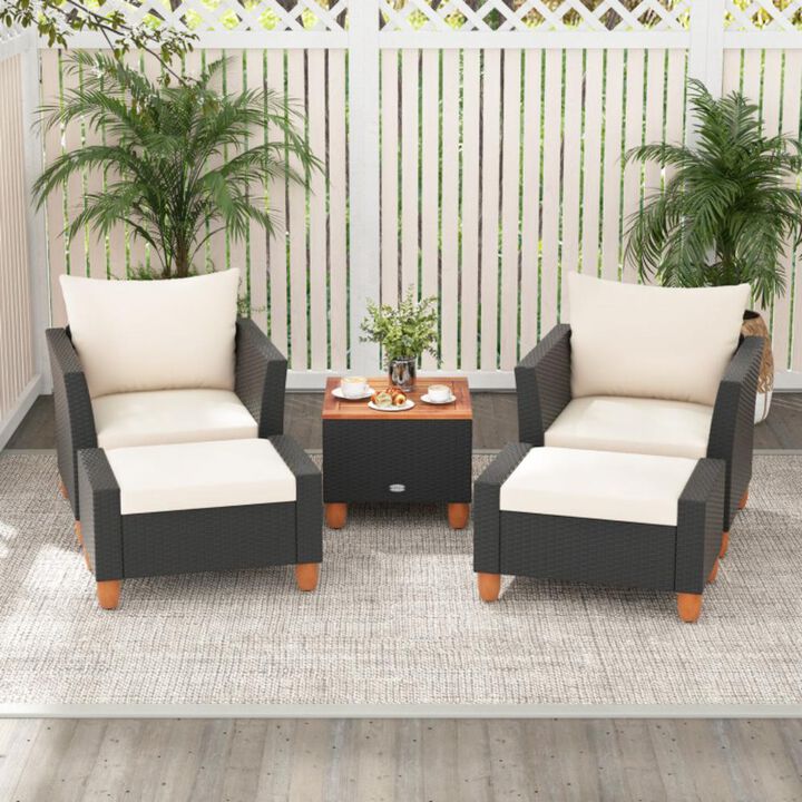 Hivvago 5 Pieces Patio Furniture Set with Loveseat and Armchairs for Porch