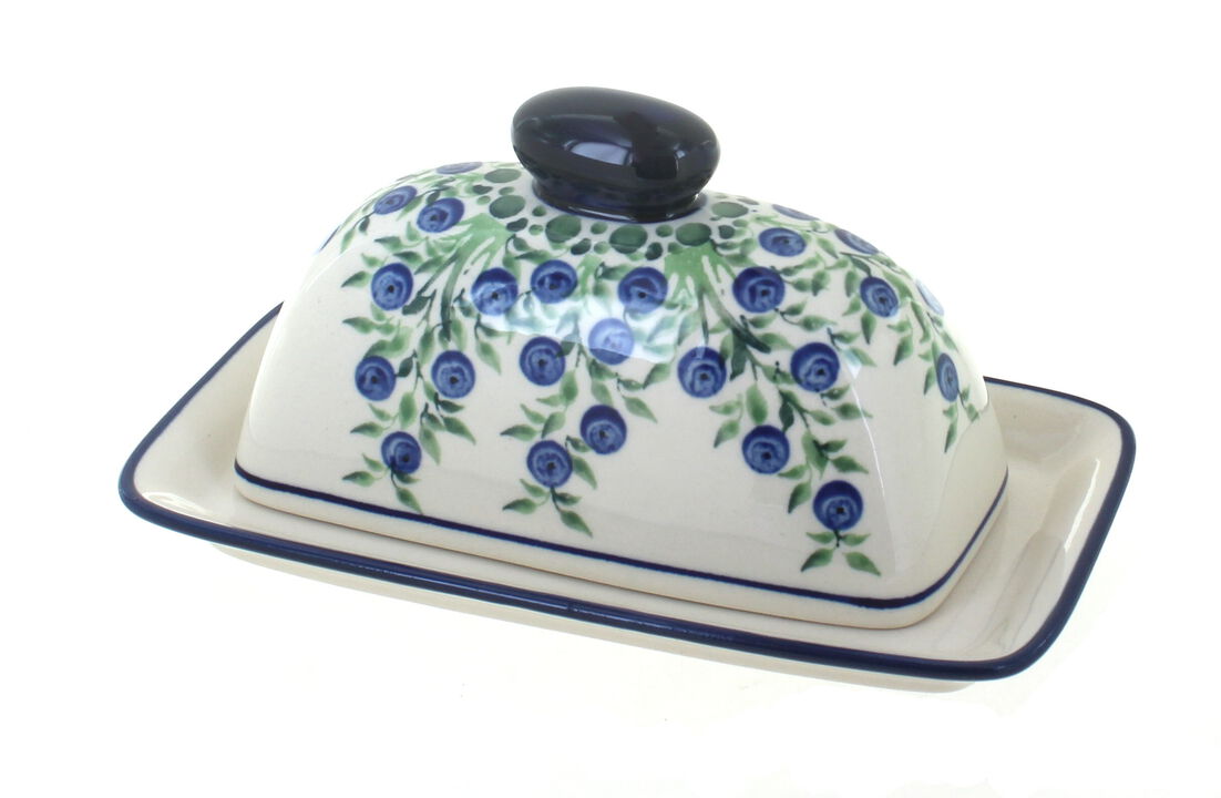 Blue Rose Polish Pottery Petite Bouquet Butter Dish