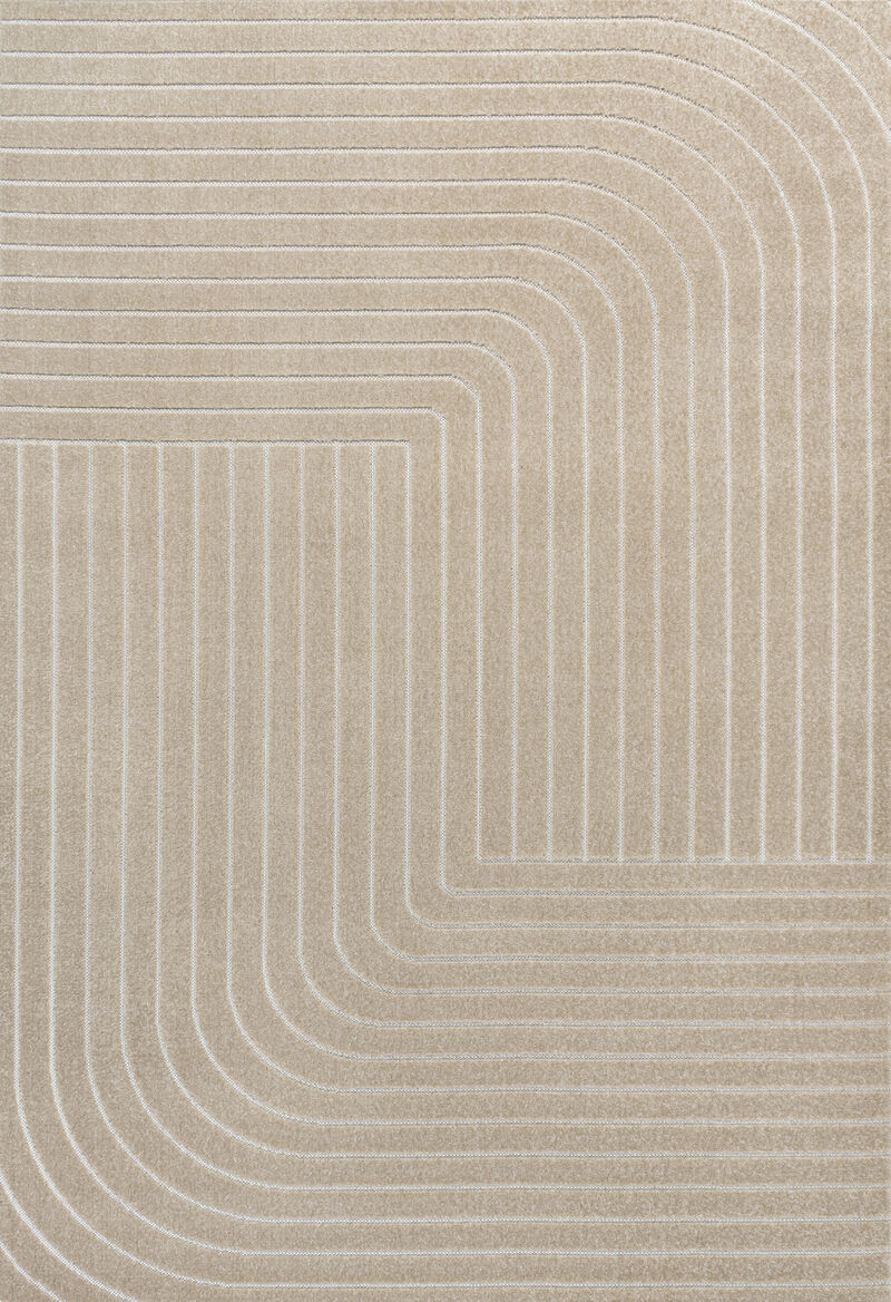 Odense High-Low Minimalist Angle Geometric Beige/Cream 4 ft. x 6 ft. Indoor/Outdoor Area Rug