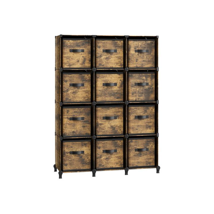 Elegant 12-Cube Storage Unit with Adjustable Shelving