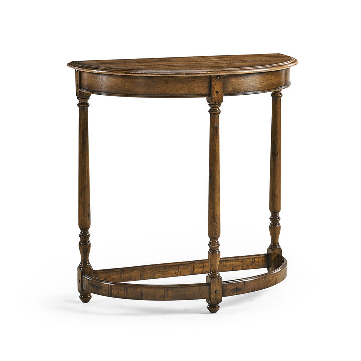 Walnut Demilune Console Table