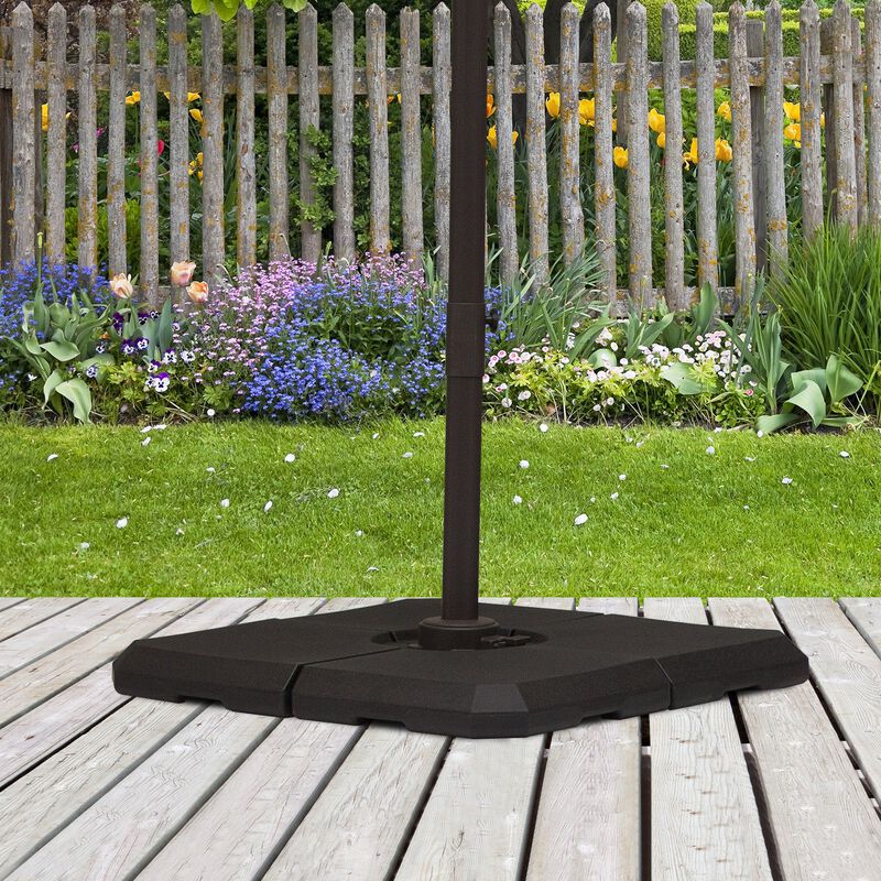 Cantilever Umbrella Base Stand Holder with Channel Grooves for Powerful Support  4-Piece  Black