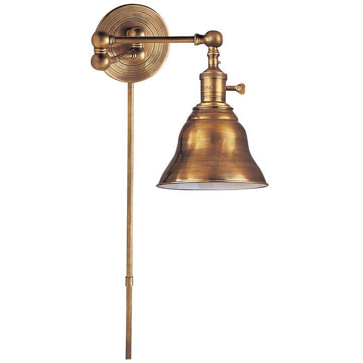 Boston Swing Arm in Hand-Rubbed Antique Brass with SLE Shade