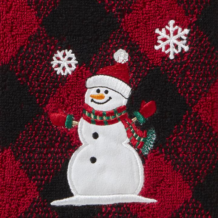 SKL Home Saturday Knight Ltd Snowman Hand Towel - (2-Pack) - 16x25", Red/black
