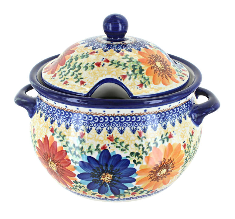 Blue Rose Polish Pottery Autumn Burst Large Soup Tureen