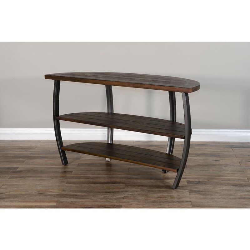 Sunny Designs Homestead 52 Mahogany Wood & Metal Sofa Table in Tobacco Leaf